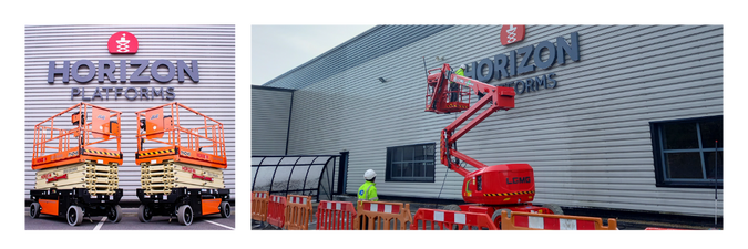 image showing the difference between a scissor lift and cherry picker. 
